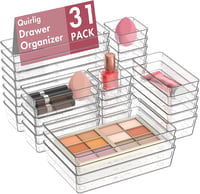 Quirlig 31 részes fiók szervező szett, sminktartó, asztal és konyha rendszerezőhöz - 31 PCS, Transparent 1