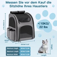 Quirlig ruksak za nošenje pasa i mačaka do 10 kg, sivi, torba za nošenje kućnih ljubimaca za putovanja 3