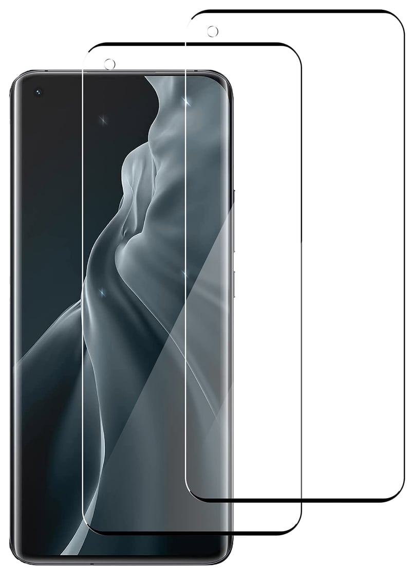 Folie de protecție din sticlă securizată QUITECO pentru Xiaomi Mi 11 - cu ramă neagră - 2 bucăți