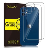 QULLOO Protecție spate din sticlă securizată pentru iPhone 12, folie de protecție anti-zgârieturi cu duritate 9H pentru Apple iPhone 12 de 6,1 inchi, 2 bucăți 1