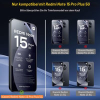 QULLOO Folie de protecție din sticlă securizată pentru Xiaomi Redmi Note 15 Pro Plus / Note 15 Pro+ 5G, 2 buc. + 2 buc. protecție cameră, duritate 9H, HD, transparentă, rezistentă la zgârieturi 2