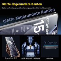 QULLOO Folie de protecție din sticlă securizată pentru Xiaomi Redmi Note 15 Pro Plus / Note 15 Pro+ 5G, 2 buc. + 2 buc. protecție cameră, duritate 9H, HD, transparentă, rezistentă la zgârieturi 5