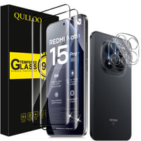 QULLOO Folie de protecție din sticlă securizată pentru Xiaomi Redmi Note 15 Pro Plus / Note 15 Pro+ 5G, 2 buc. + 2 buc. protecție cameră, duritate 9H, HD, transparentă, rezistentă la zgârieturi 1