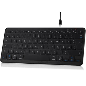 Qulose bežična Bluetooth tipkovnica - Punjiva, Mini USB-C - Izuzetno tanak ergonomski dizajn - Njemački QWERTZ raspored - iOS/Android/Wi
