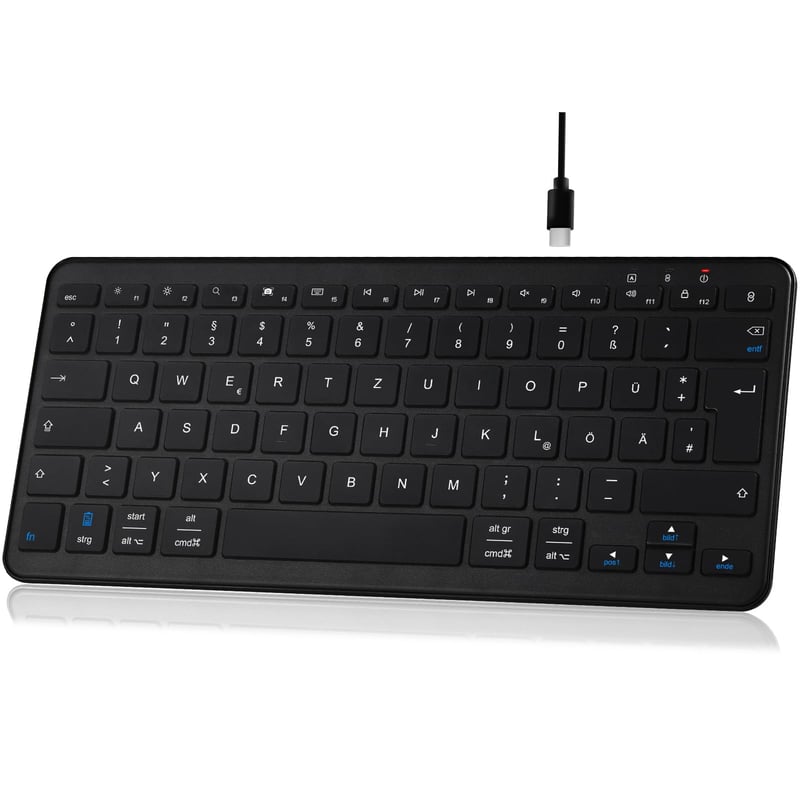 Qulose Bezdrôtová Bluetooth Klávesnica - Nabíjateľná Mini USB-C - Ultratenký Ergonomický Dizajn - Nemecká QWERTZ - iOS/Android/Wi