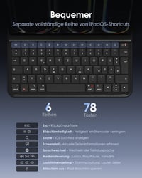 Qulose QWERTZ Billentyűzet Tok iPad Air 11" M3/M2 iPad Pro 11" Bluetooth Mágneses Fekete 6