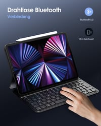Qulose QWERTZ Billentyűzet Tok iPad Air 11" M3/M2 iPad Pro 11" Bluetooth Mágneses Fekete 4