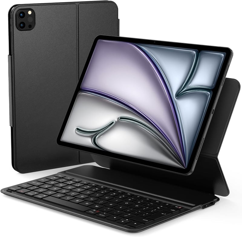 Qulose QWERTZ Billentyűzet Tok iPad Air 11" M3/M2 iPad Pro 11" Bluetooth Mágneses Fekete