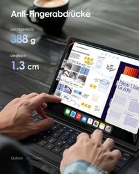 Qulose QWERTZ Billentyűzet Tok iPad Air 11" M3/M2 iPad Pro 11" Bluetooth Mágneses Fekete 3