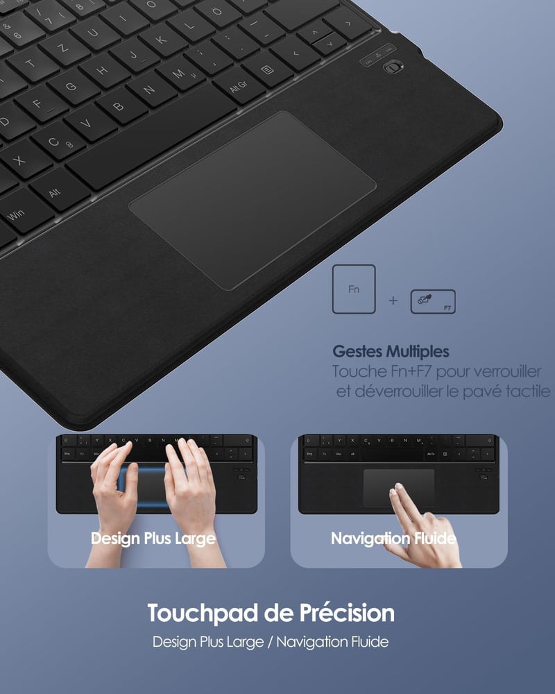 Qulose Surface Pro 8/9/Pro X Wireless Bluetooth Billentyűzet Touchpad-dal
