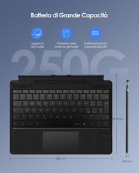 Qulose Surface Pro 8/9/X/11 Bluetooth Billentyűzet Touchpad-dal 7