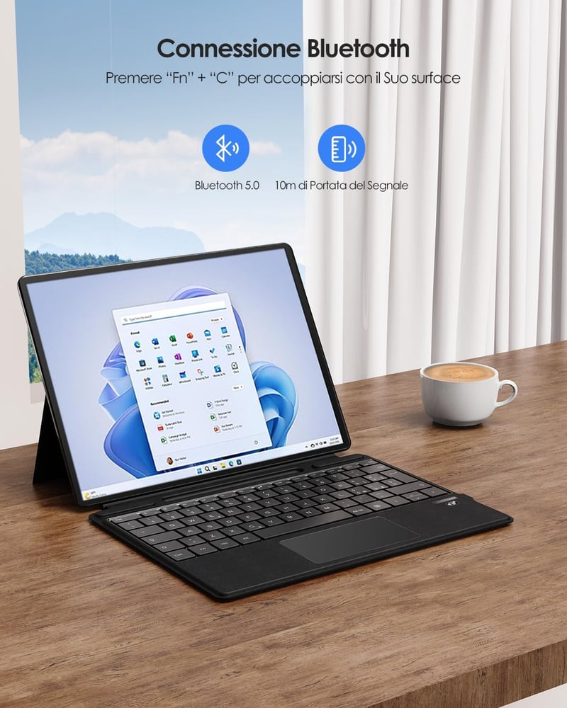 Qulose Surface Pro 8/9/X/11 Bluetooth Billentyűzet Touchpad-dal