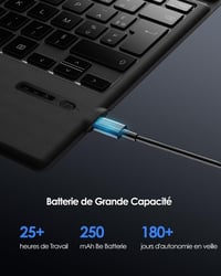 Qulose Surface Pro Wireless AZERTY Billentyűzet Fekete Bluetooth Touchpad 6