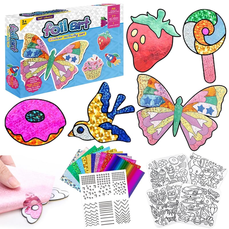 Artă cu Folie Qunkun pentru Copii – Autocolante de Colorat DIY și Set Creativ pentru Activități Manuale pentru Copii