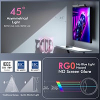Quntis 51 cm Íves Monitor Lámpa RGB Háttérvilágítással - 15 Üzemmódú Távirányítós Gamer Világítás, Szemkímélő Szabályozható USB Monitorfény  2