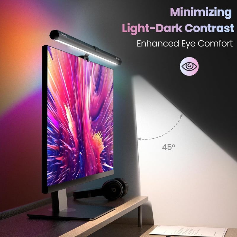 Quntis 51cm LED Monitor Lámpa RGB USB Asztali Gamer Fény 15 Szín