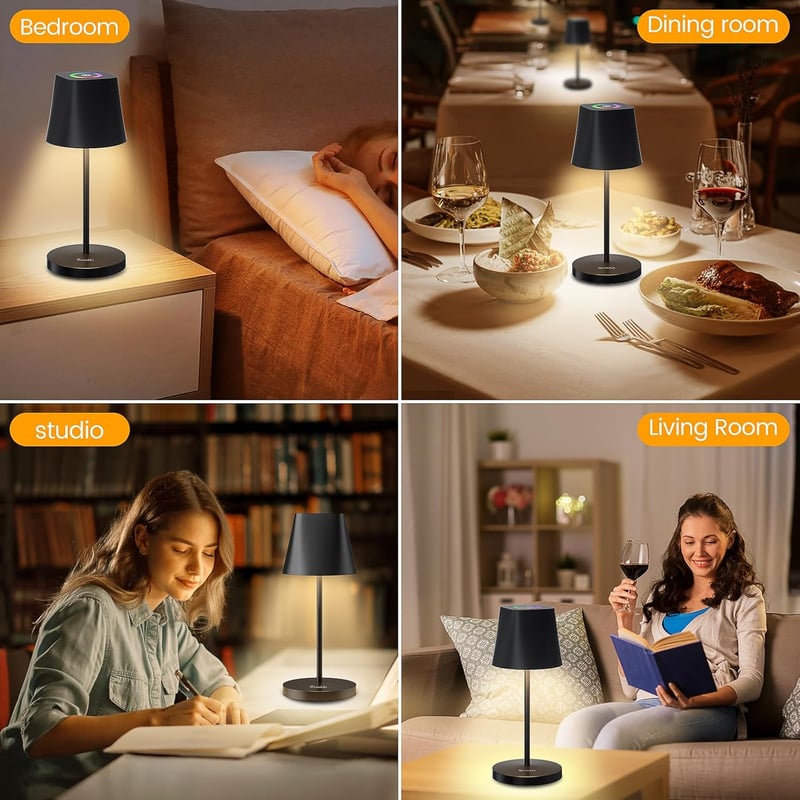 Quntis LED asztali lámpa érintésvezérlős, USB töltős, RGB színváltó, vízálló kültéri - 2, 3 colour temperature + RGB