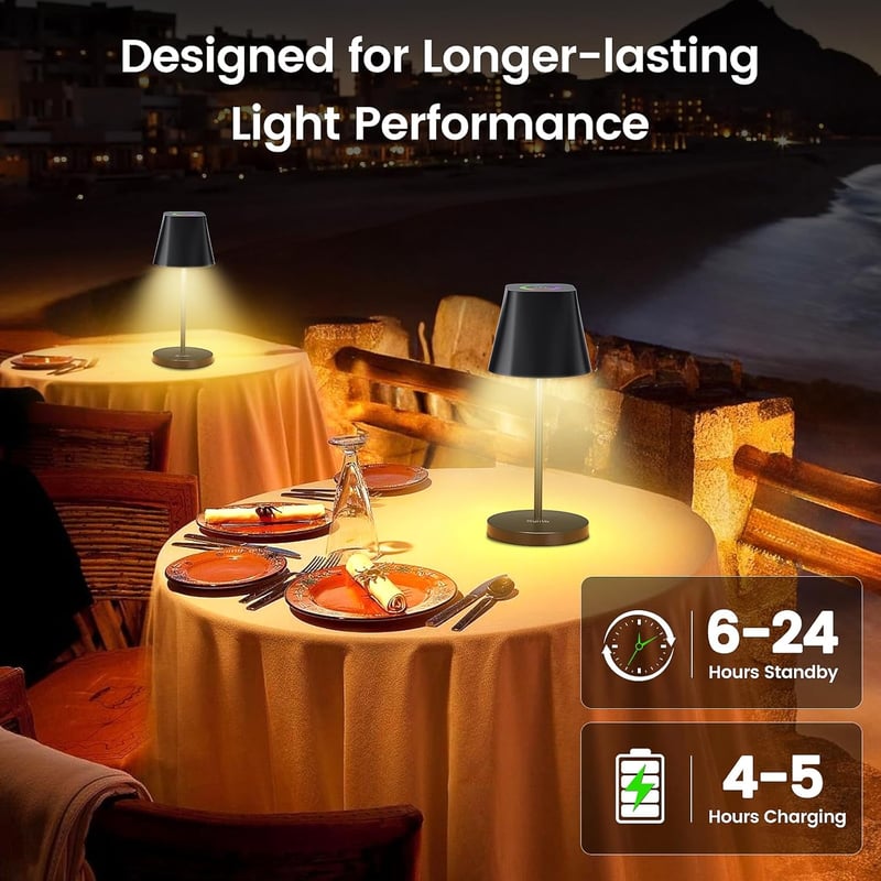 Quntis LED asztali lámpa érintésvezérlős, USB töltős, RGB színváltó, vízálló kültéri - 2, 3 colour temperature + RGB