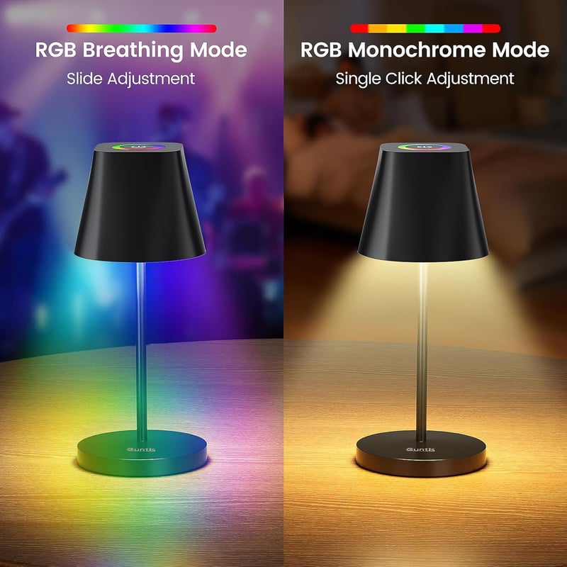 Quntis LED asztali lámpa érintésvezérlős, USB töltős, RGB színváltó, vízálló kültéri - 2, 3 colour temperature + RGB