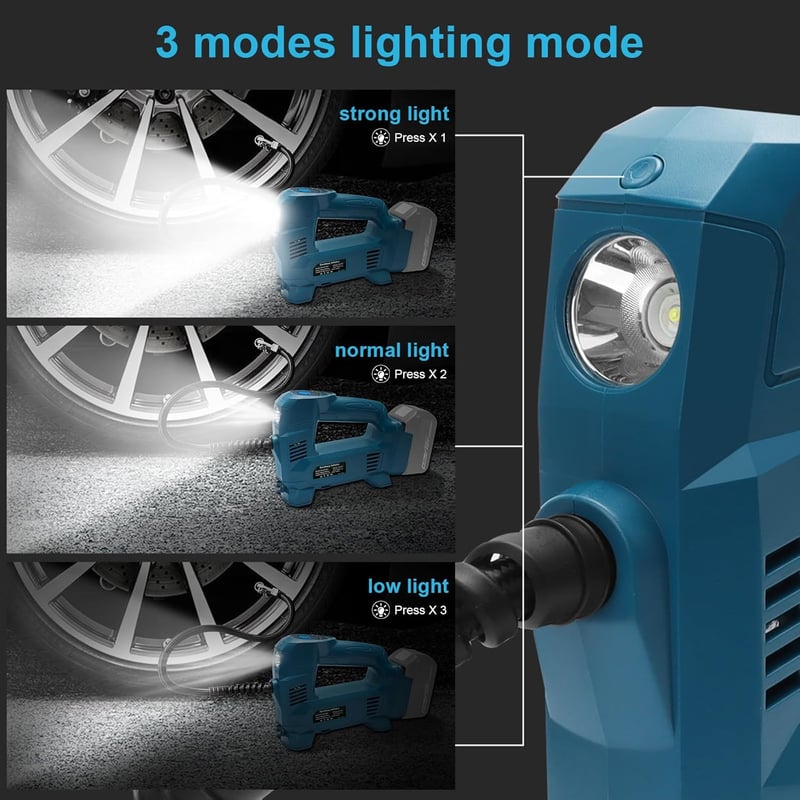 QUPERR 18V Makita Akkus Légkompresszor 10.34 Bar LED Autó Kerékpár Pumpa