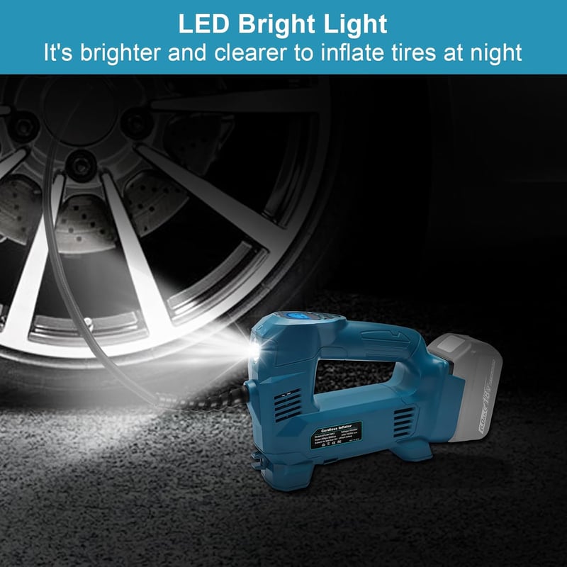 QUPERR 18V Makita Akkus Légkompresszor 10.34 Bar LED Autó Kerékpár Pumpa