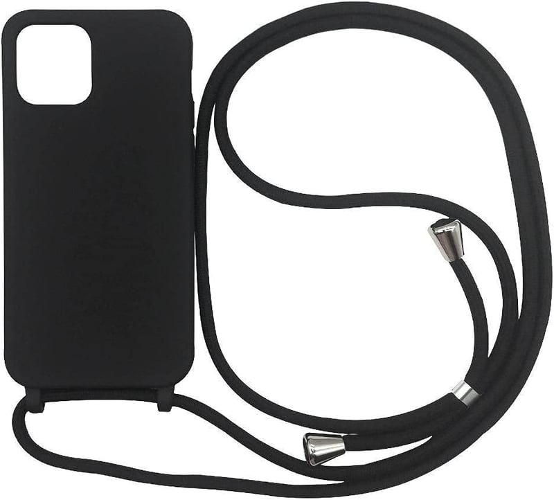 Ququcheng iPhone 13 Pro szilikon nyakpántos tok TPU bumperrel - fekete