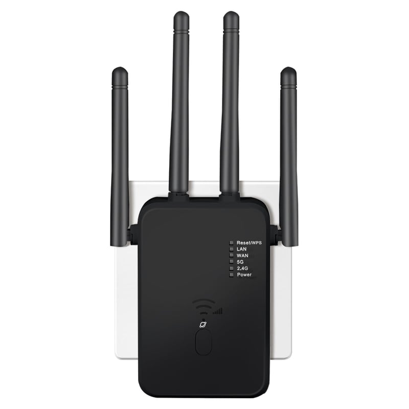 Qwdqwd 1200 Mb/s dvojpásmový WiFi zosilňovač so 4 anténami a režimom routera