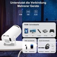 Qwdqwd 4K Mini Projektor Android 11 - Forgatható Hordozható Kivetítő 5G WiFi BT 5.0 - 130" Képméret HDMI/USB - Okostelefon Kompatibilis Házi 4