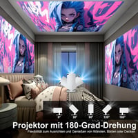 Qwdqwd 4K Mini Projektor Android 11 - Forgatható Hordozható Kivetítő 5G WiFi BT 5.0 - 130" Képméret HDMI/USB - Okostelefon Kompatibilis Házi 7