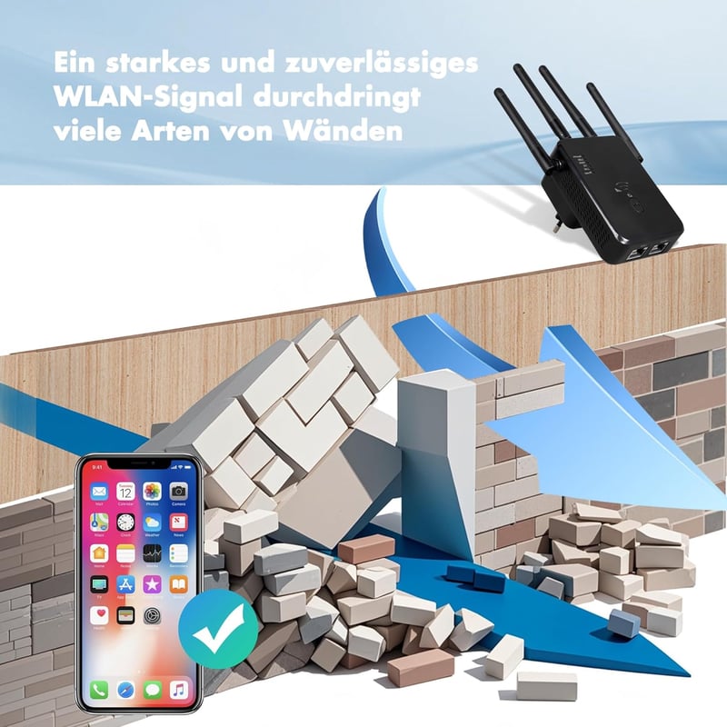Qwdqwd WLAN Erősítő 300 Mbps 4 Antennás Repeater AP Mód Ethernet Port