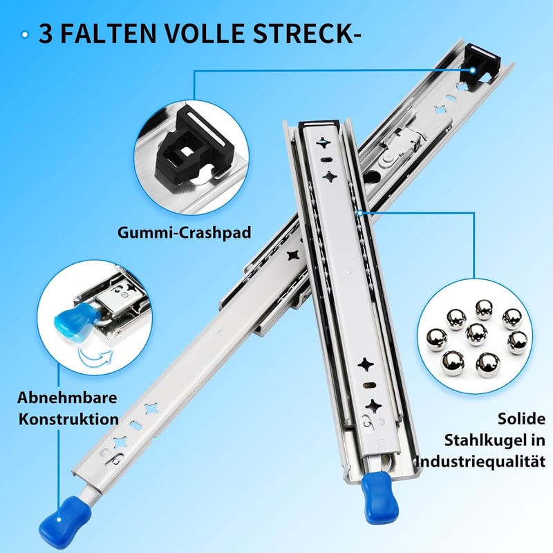 QWEZIX Teljes Kihúzású Fiók Sín 300mm 120kg Terhelhetőség Zárral
