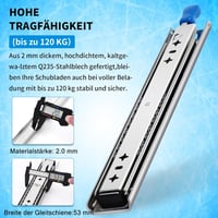 QWEZIX Teljes Kihúzású Fiók Sín 300mm 120kg Terhelhetőség Zárral 3