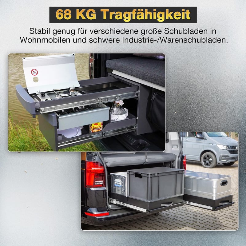 QWEZIX Teljes Kihúzású Fiók Sín 500mm 68kg Terhelhetőség Zárral