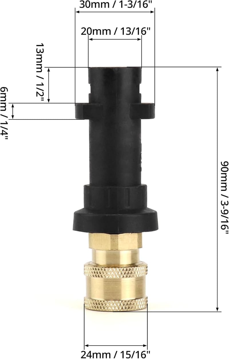 QWORK 1/4 Hüvelyk Sárgaréz Gyorscsatlakozó Kärcher K2 K3 K4 K5 K6 K7 Nyomásmosóhoz - 1/4 pulgada, Brass