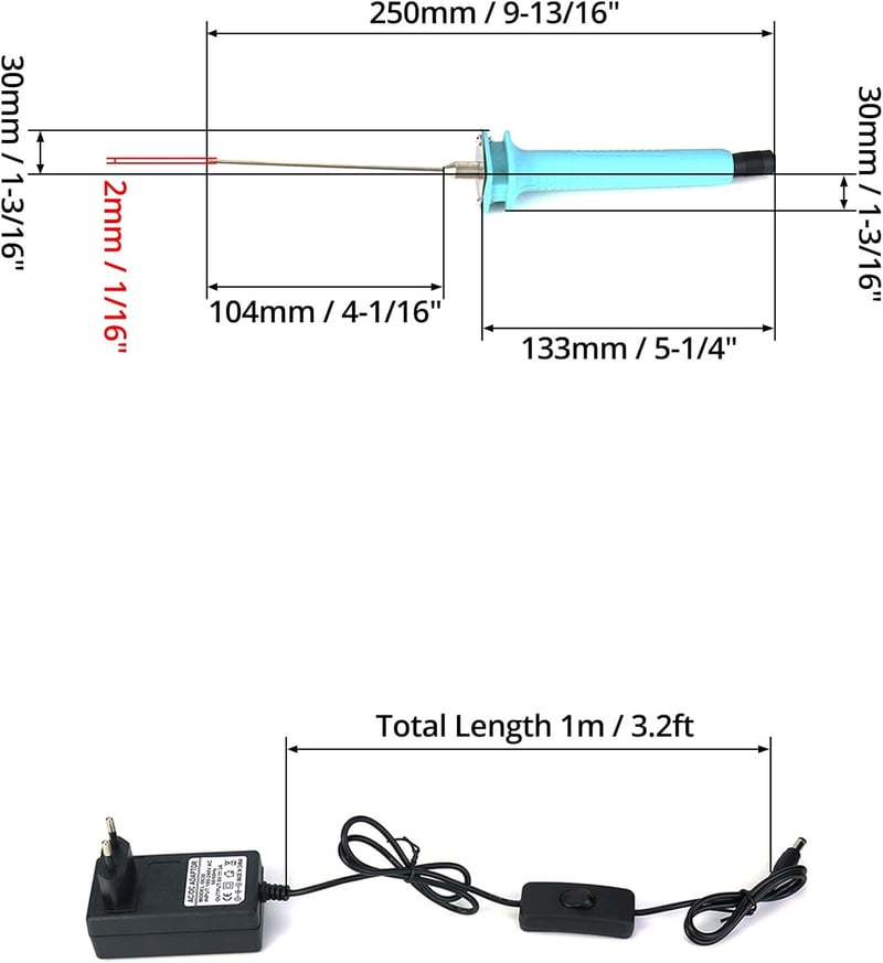 QWORK 10cm elektromos hungarocell vágó 100-240V 15W EU csatlakozó
