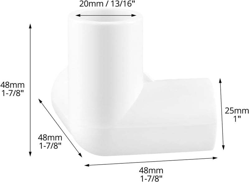 QWORK 10db 3 irányú PVC csőcsatlakozó 20mm belső átmérő fehér sarokcsatlakozó