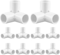 QWORK 10db 3 irányú PVC csőcsatlakozó 20mm belső átmérő fehér sarokcsatlakozó 1