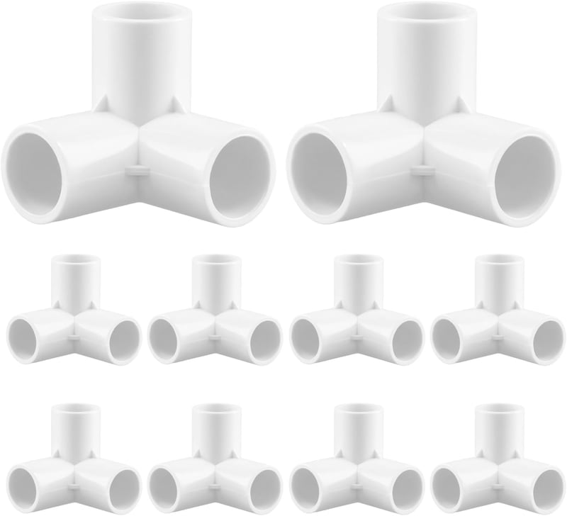 QWORK 10db 3 irányú PVC csőcsatlakozó 20mm belső átmérő fehér sarokcsatlakozó