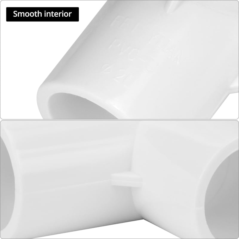 QWORK 10db 3 irányú PVC csőcsatlakozó 20mm belső átmérő fehér sarokcsatlakozó