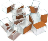 QWORK 12 db Szögletes Szilikon Széklábvédő Sapka Filc Alátéttel - 24-28 mm x 39-47 mm Méretű Lábakhoz - Átlátszó Padlóvédő 7