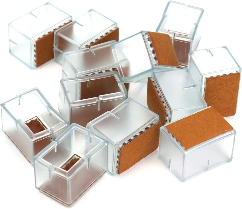 QWORK 12 db Szögletes Szilikon Széklábvédő Sapka Filc Alátéttel - 24-28 mm x 39-47 mm Méretű Lábakhoz - Átlátszó Padlóvédő
