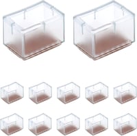 QWORK 12 db Szögletes Szilikon Széklábvédő Sapka Filc Alátéttel - 24-28 mm x 39-47 mm Méretű Lábakhoz - Átlátszó Padlóvédő 1