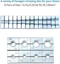 QWORK hidraulikus présfogó kábelsarukhoz 12 t, 8 betéttel - 10-120 mm² 4