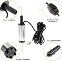 QWORK 12V Dízel Szivattyú 38mm Rozsdamentes Acél Cigarettagyújtó Csatlakozóval 4