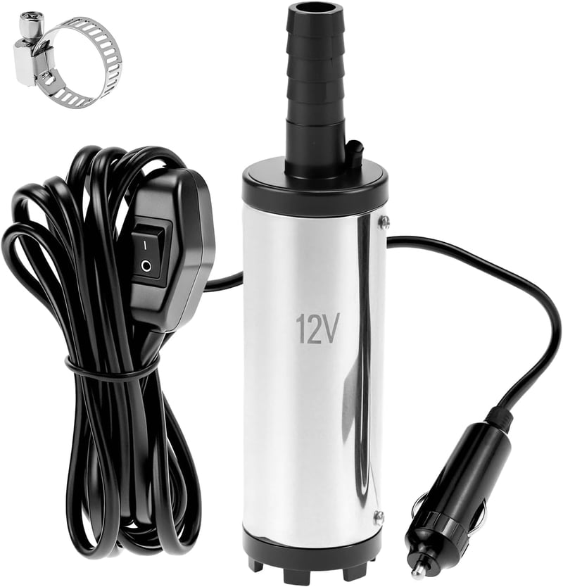 QWORK 12V Dízel Szivattyú 38mm Rozsdamentes Acél Cigarettagyújtó Csatlakozóval