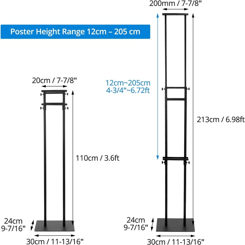 QWORK 2 darabos dupla oldalú plakáttartó szett, állítható információs állvány 12-210 cm - 2 stück