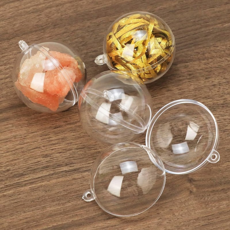 QWORK 20 db Átlátszó Műanyag Karácsonyi Gömb 5 cm - 5cm