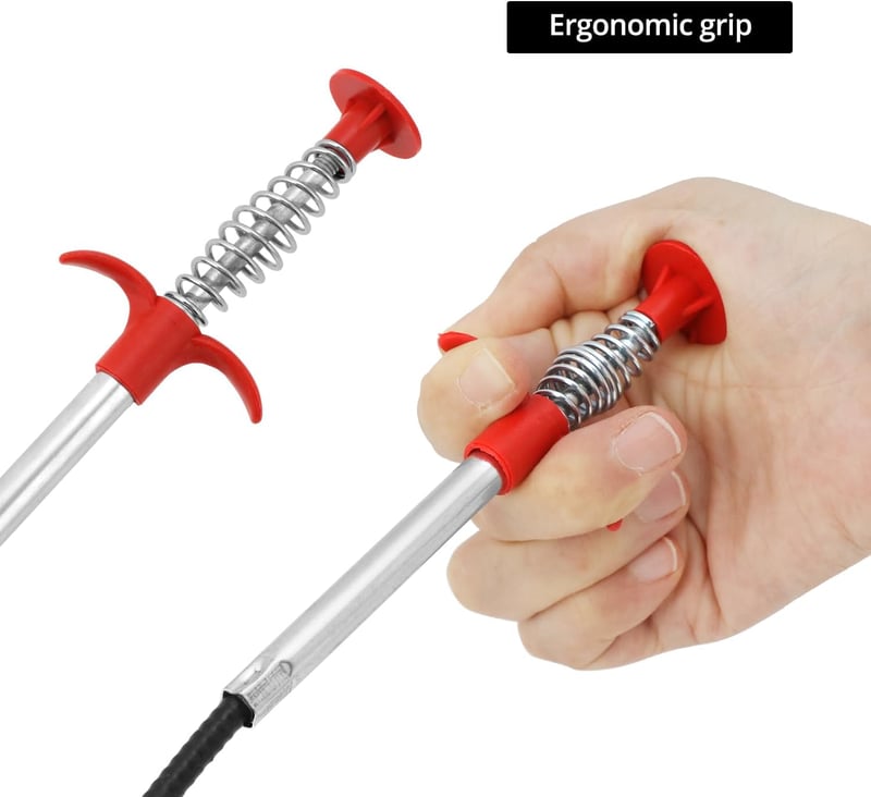 QWORK 200 cm Csatornalehúzó Rugalmas Spirál Ergonomikus Fogantyúval