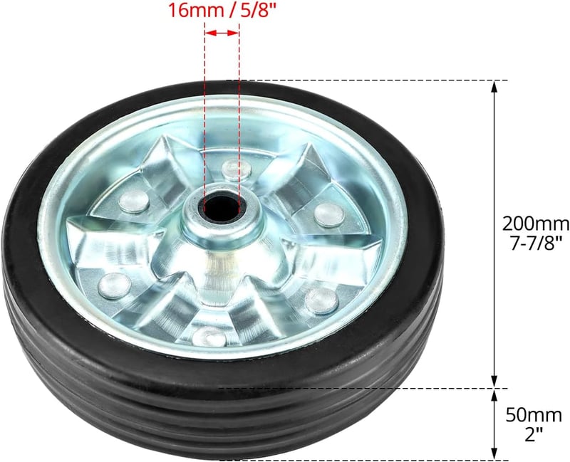 QWORK 200x50mm Pótkocsi Vonóhorog Kerék 680kg Terhelhetőség Gumibetét