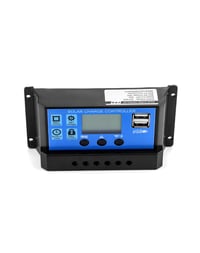 QWORK 2db Napelemes Töltésvezérlő 30A 12V/24V USB Porttal és LCD Kijelzővel 3